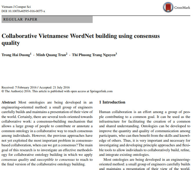 Collaborative Vietnamese WordNet building using consensus quality
